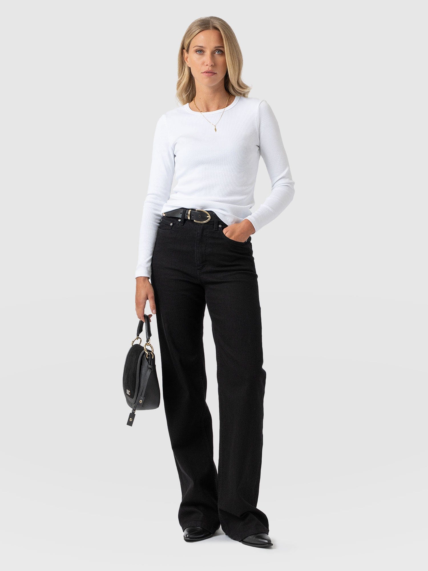 Wide Leg Jean - Black - Women's Denims | Saint + Sofia® USA